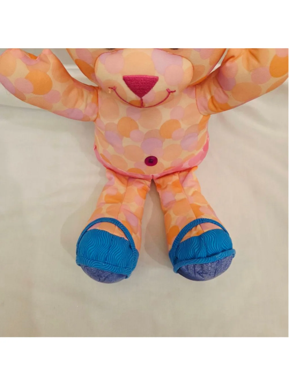 Doodle Bear Stuffed Animal Orange Pink Polka Dot 2006
